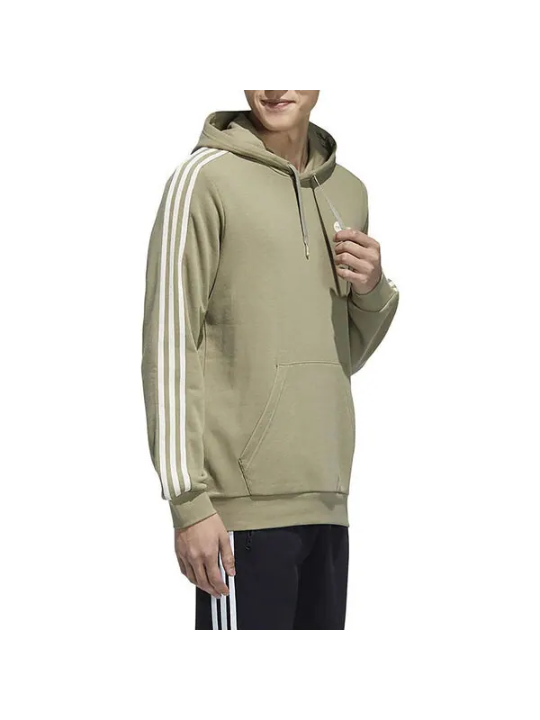 Толстовка с капюшоном neo ce 3 полоски Adidas — изображение 4 из 4, оливковый зеленый