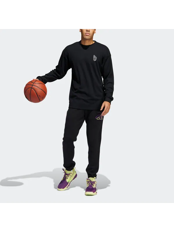 Брюки Adidas Dame 8 Inn Pnt Pattern Embroidered Loose Basketball Sports Pants/Trousers/Joggers Black — изображение 2 из 4