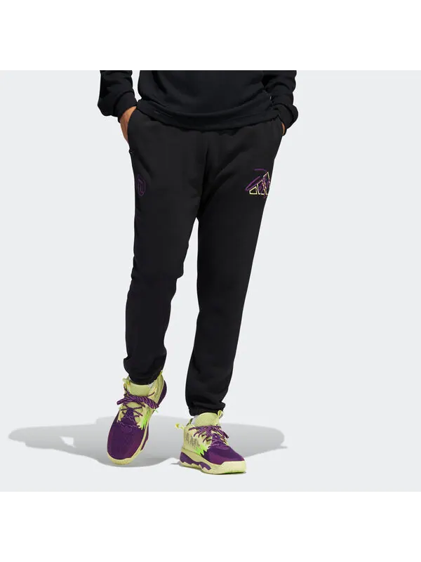 Брюки Adidas Dame 8 Inn Pnt Pattern Embroidered Loose Basketball Sports Pants/Trousers/Joggers Black — изображение 4 из 4