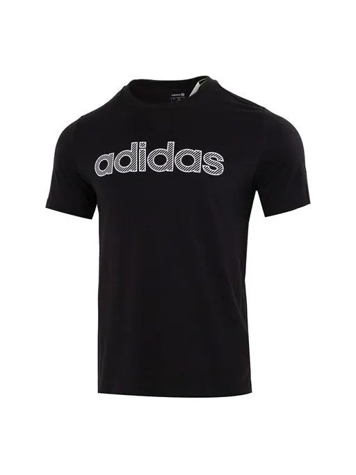 Футболка adidas neo Athleisure Casual Sports Breathable Alphabet Logo Solid Color Round Neck Short — изображение 1 из 4