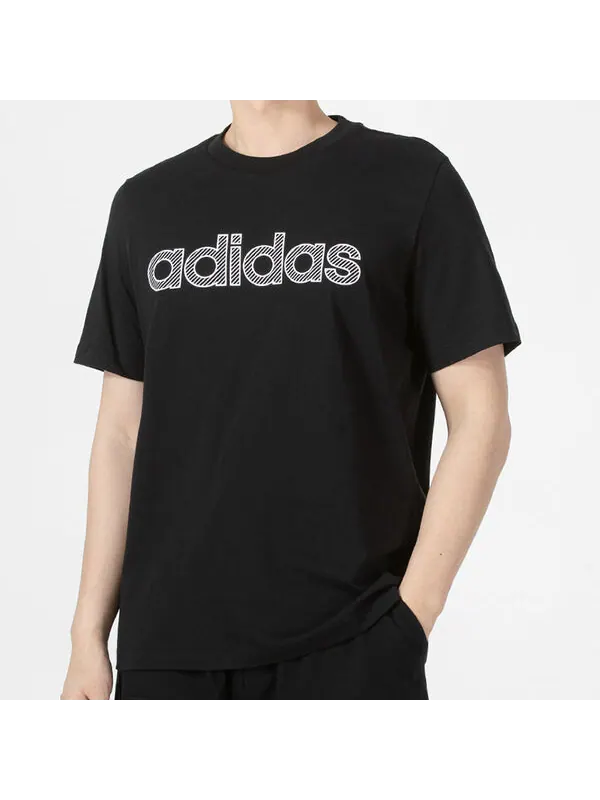 Футболка adidas neo Athleisure Casual Sports Breathable Alphabet Logo Solid Color Round Neck Short — изображение 3 из 4