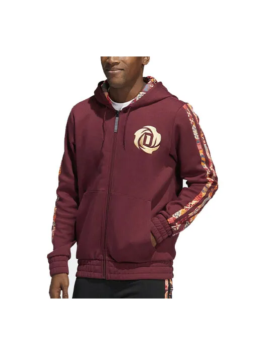 Куртка Men's adidas CNY Basketball Sports Hooded Jacket Brown Red — изображение 1 из 4, коричнево-красный
