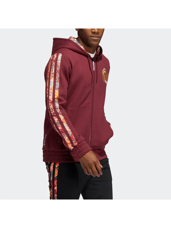 Куртка Men's adidas CNY Basketball Sports Hooded Jacket Brown Red — изображение 3 из 4, коричнево-красный
