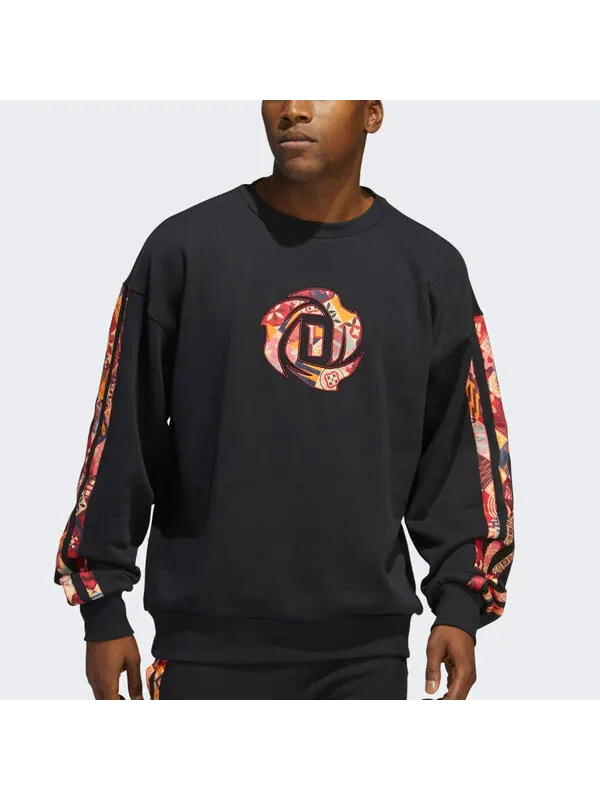 Толстовка Men's adidas Mic Rose Crew Limited Printing Basketball Sports Round Neck Pullover Black — изображение 3 из 4