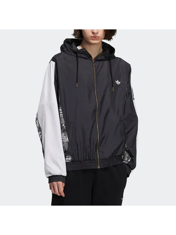 Куртка adidas originals Zipper Sports Hooded Jacket Black — изображение 2 из 4, черный