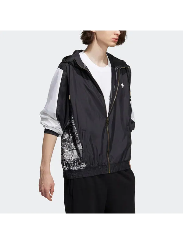 Куртка adidas originals Zipper Sports Hooded Jacket Black — изображение 4 из 4, черный