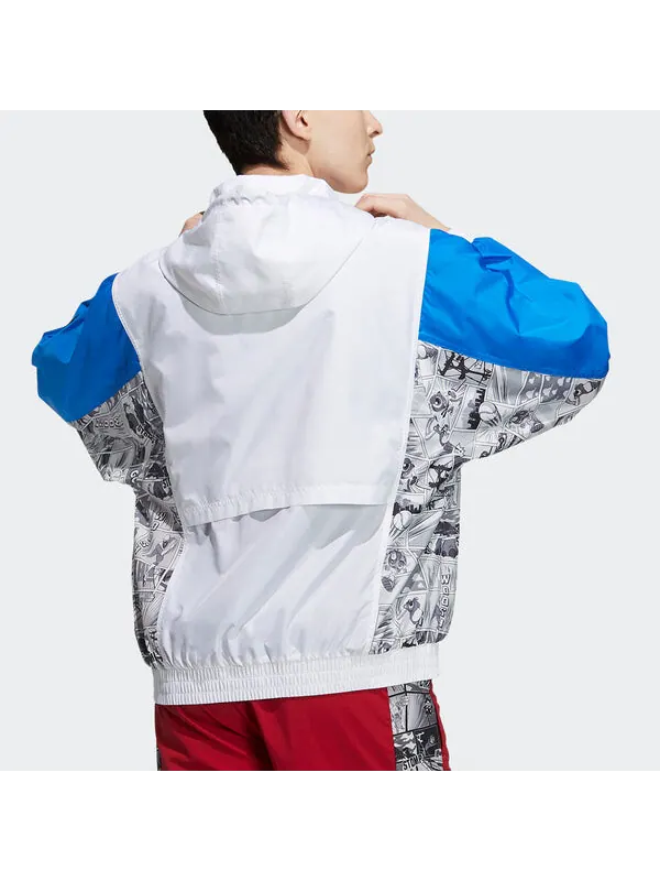 Куртка adidas originals x Disney Crossover Manga Wb Pattern Sports Hooded Jacket White — изображение 4 из 4, белый