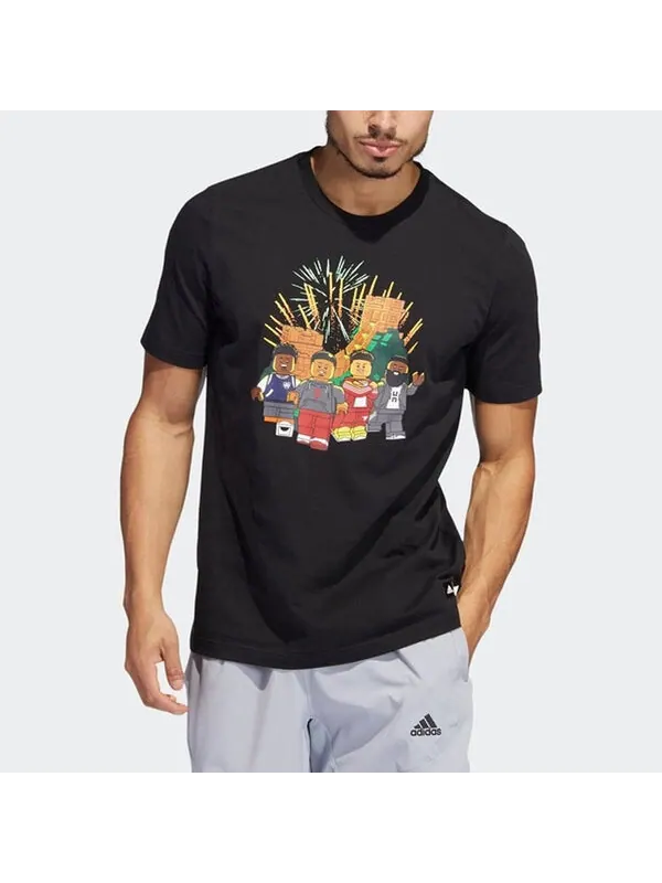 Футболка Men's adidas x LEGO Crossover Cartoon Character Great Wall Pattern Printing Round Neck — изображение 3 из 4, мульти