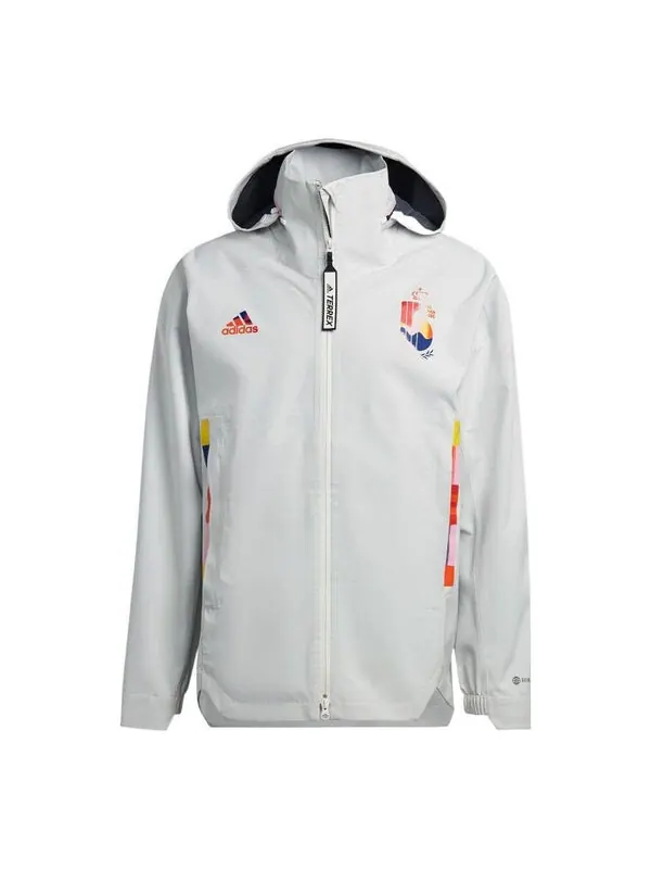 Куртка adidas Belgium MYSHELTER Jacket 'Cloud White Pink' — изображение 1 из 4, белый/розовый