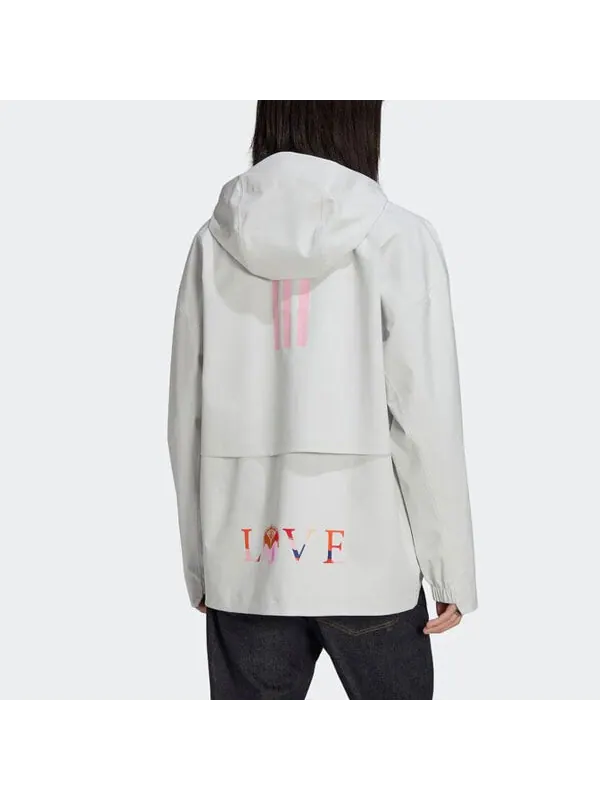 Куртка adidas Belgium MYSHELTER Jacket 'Cloud White Pink' — изображение 3 из 4, белый/розовый