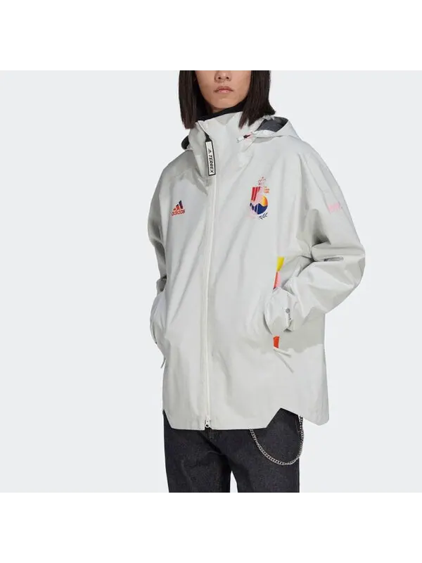 Куртка adidas Belgium MYSHELTER Jacket 'Cloud White Pink' — изображение 4 из 4, белый/розовый