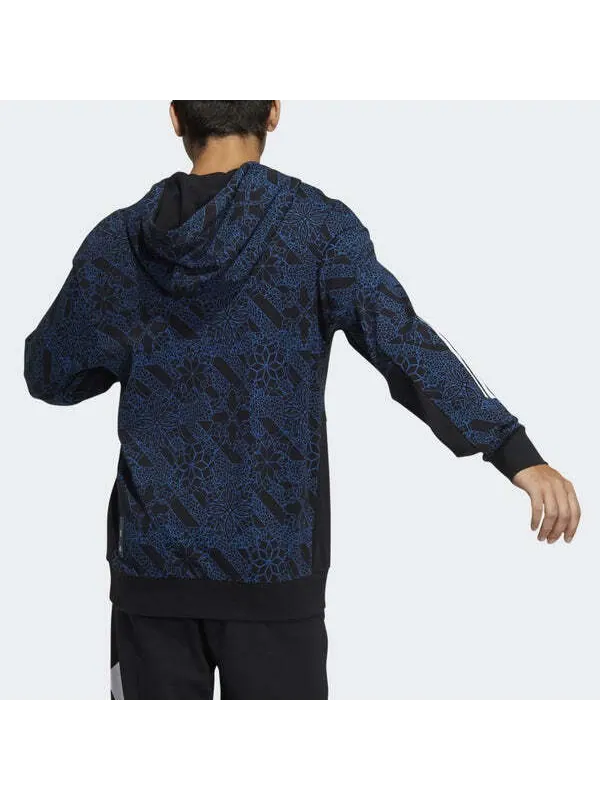 Толстовка Men's adidas Full Print Sports Pullover Navy Blue — изображение 3 из 4, мульти