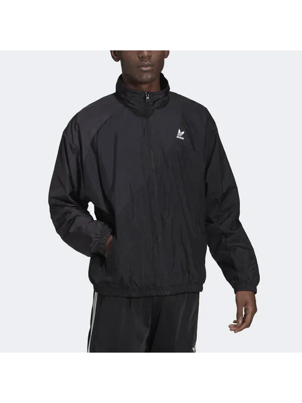 Куртка Men's adidas originals Solid Color Printing Long Sleeves Stand Collar Sports Black Jacket — изображение 2 из 4, мульти