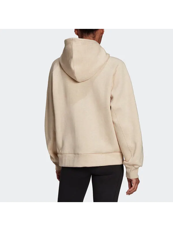 Куртка studio lounge флисовая толстовка с капюшоном на молнии Adidas — изображение 3 из 4, бежевый