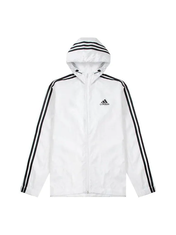 Куртка adidas Stripe Logo Micro Mark Printing Sports Training Hooded Jacket White — изображение 1 из 4, мульти