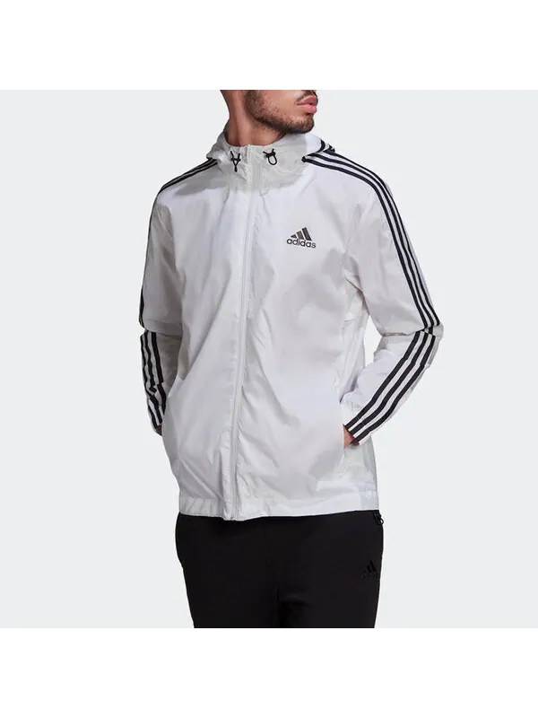 Куртка adidas Stripe Logo Micro Mark Printing Sports Training Hooded Jacket White — изображение 3 из 4, мульти