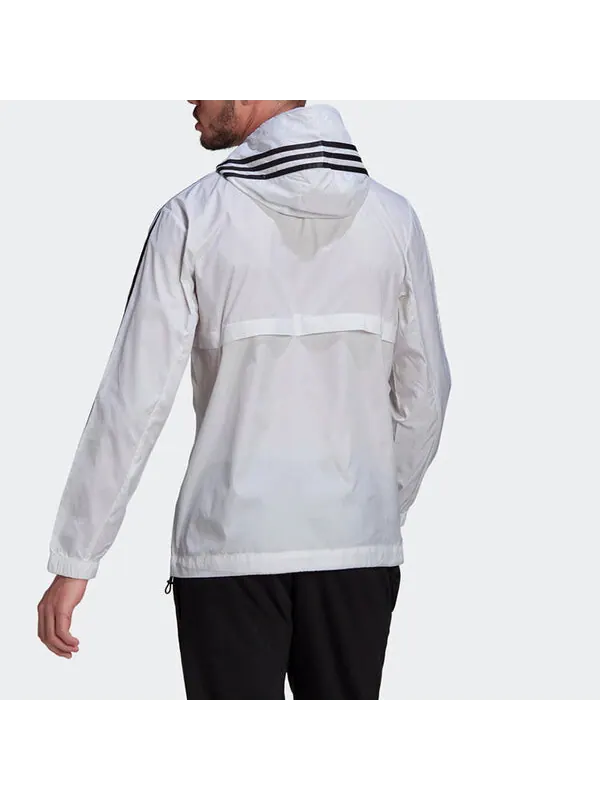 Куртка adidas Stripe Logo Micro Mark Printing Sports Training Hooded Jacket White — изображение 4 из 4, мульти
