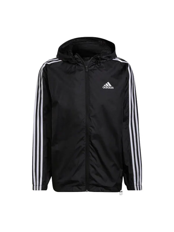 Куртка adidas M 3S Wb Stripe Logo Micro Mark Printing Sports Training Hooded Jacket Black — изображение 1 из 4, мульти