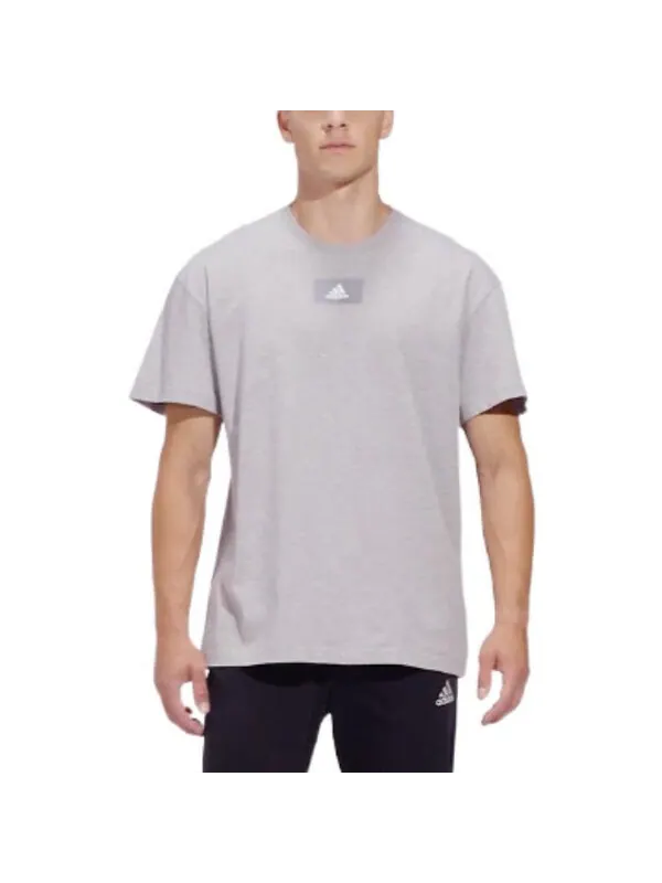 Футболка adidas M Fv T Solid Color Logo Athleisure Casual Sports Round Neck Short Sleeve Gray — изображение 3 из 4, мульти