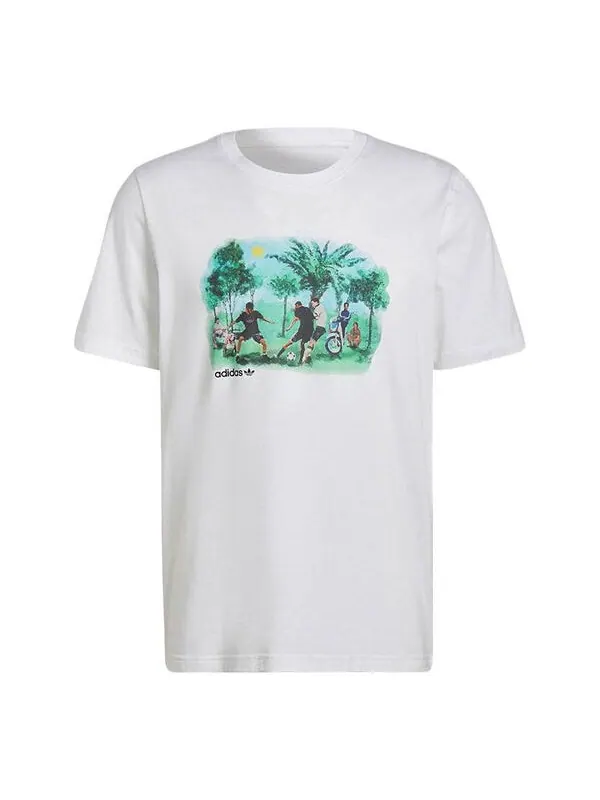 Футболка adidas originals Character Pattern Printing Round Neck Short Sleeve White — изображение 1 из 4, мульти