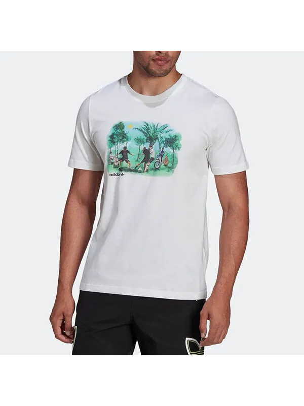 Футболка adidas originals Character Pattern Printing Round Neck Short Sleeve White — изображение 2 из 4, мульти