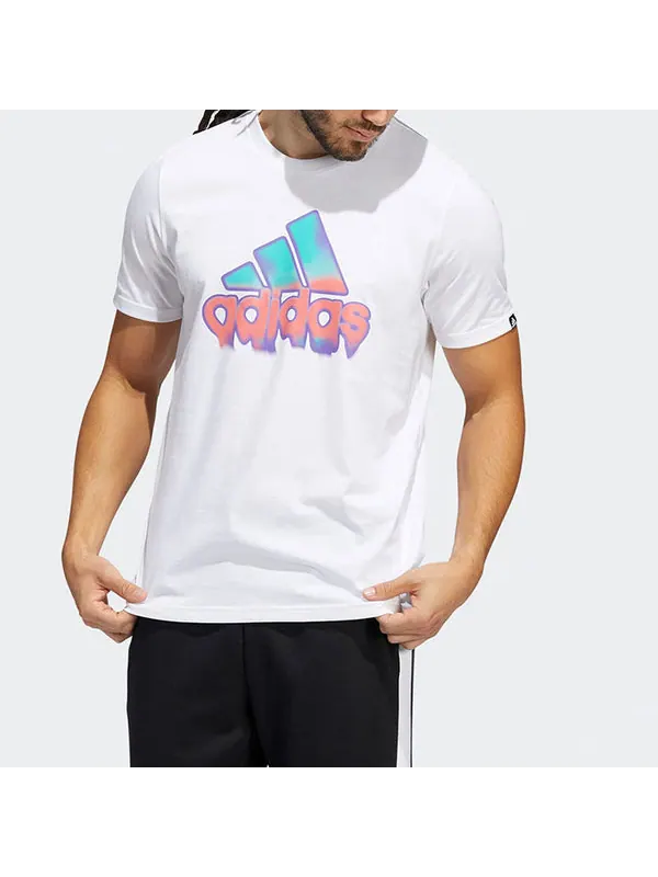 Футболка men's ss22 alphabet logo round neck short sleeve white t-shirt Adidas — изображение 2 из 4, мульти