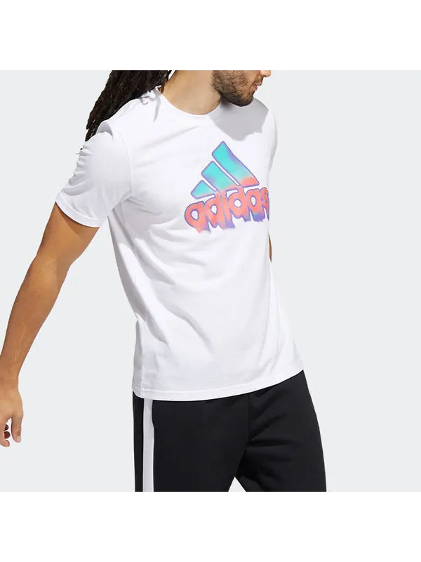 Футболка men's ss22 alphabet logo round neck short sleeve white t-shirt Adidas — изображение 4 из 4, мульти