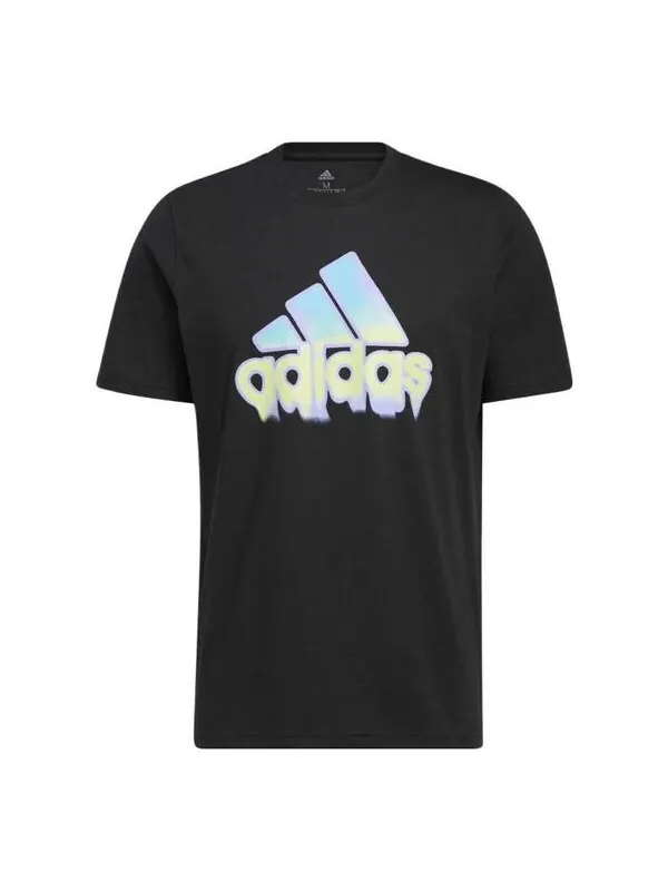 Футболка Men's adidas Alphabet Logo Round Neck Short Sleeve Black T-Shirt — изображение 1 из 4, мульти