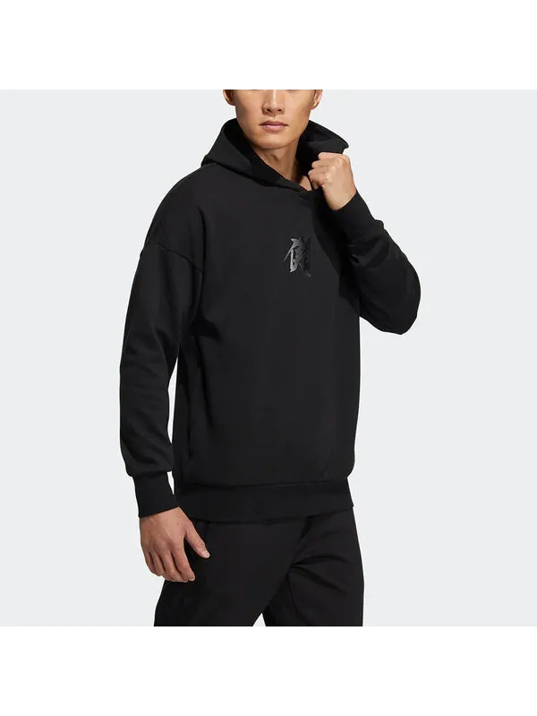 Толстовка Men's adidas Wj Swt Hood Martial Arts Series Printing Sports Black — изображение 4 из 4, черный
