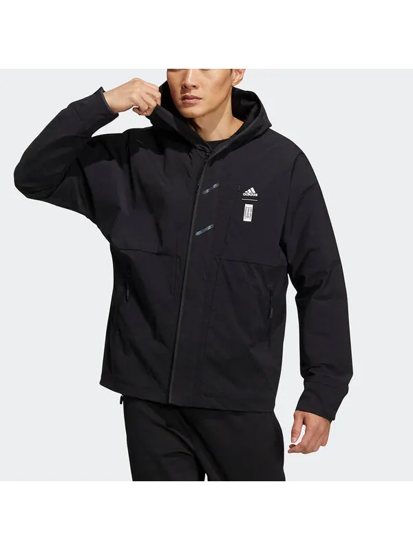 Куртка Men's adidas Wj Wv Jkt Martial Arts Series Logo Hooded Fleece Lined Sports Jacket Black — изображение 3 из 4, черный