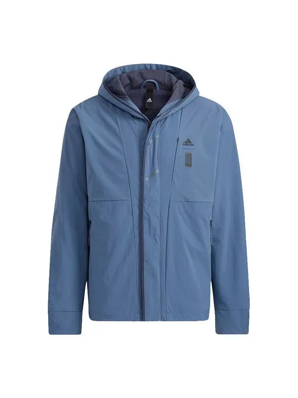 Куртка Men's adidas Wj Wv Jkt Martial Arts Series Logo Hooded Fleece Lined Sports Jacket Sky Blue — изображение 1 из 4, синий