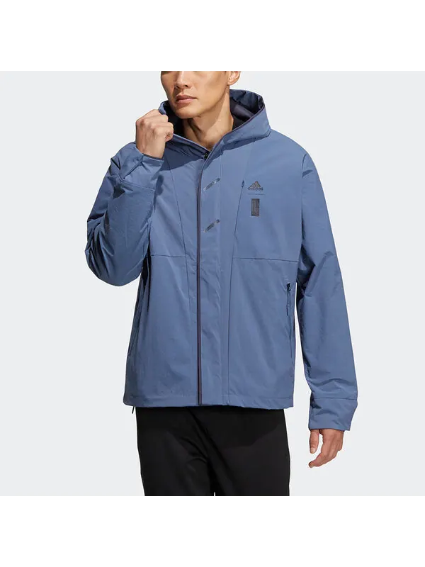 Куртка Men's adidas Wj Wv Jkt Martial Arts Series Logo Hooded Fleece Lined Sports Jacket Sky Blue — изображение 2 из 4, синий
