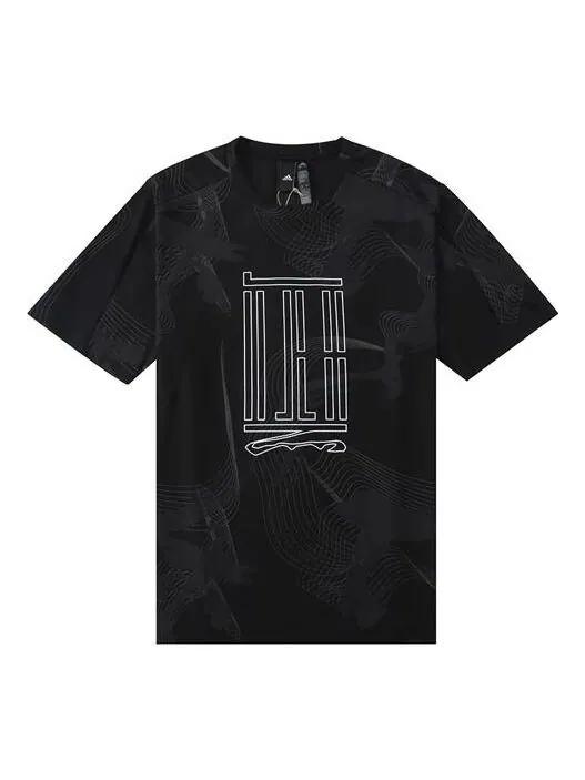 Футболка adidas Wj Aop Tee Pattern Printing Sports Training Casual Short Sleeve Black — изображение 1 из 4, мульти