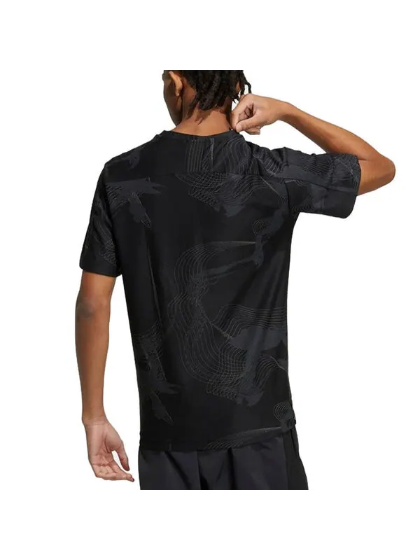 Футболка adidas Wj Aop Tee Pattern Printing Sports Training Casual Short Sleeve Black — изображение 4 из 4, мульти