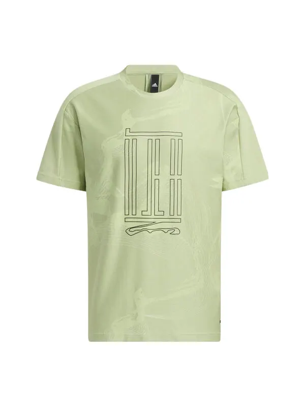 Футболка adidas WJ AOP TEE Sports Short Sleeve Orange Green — изображение 1 из 4, мульти