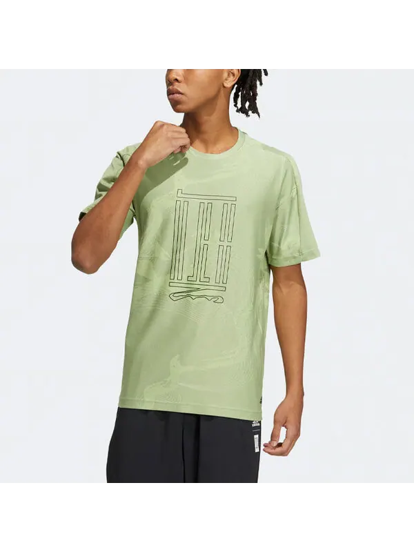 Футболка adidas WJ AOP TEE Sports Short Sleeve Orange Green — изображение 2 из 4, мульти
