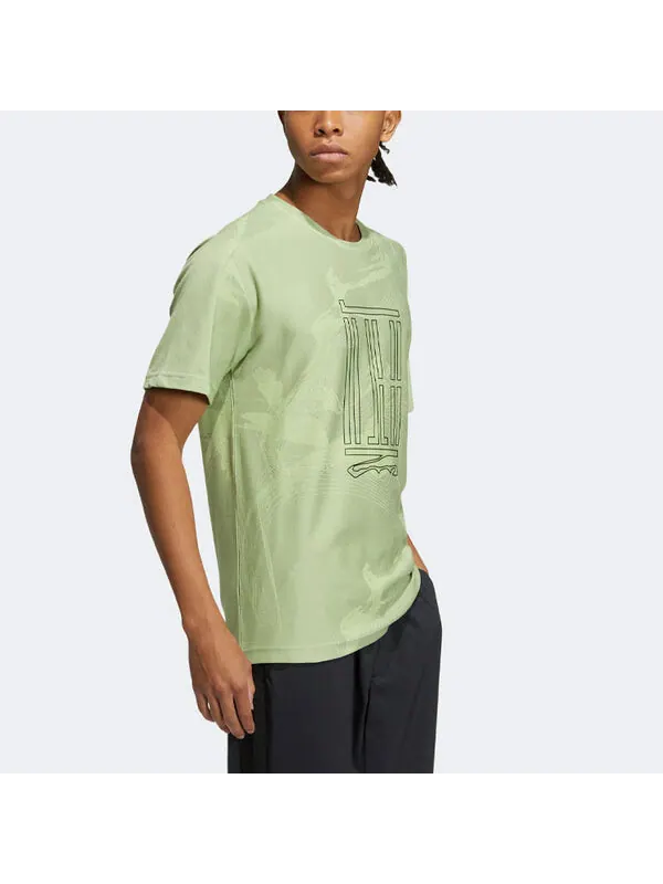 Футболка adidas WJ AOP TEE Sports Short Sleeve Orange Green — изображение 4 из 4, мульти