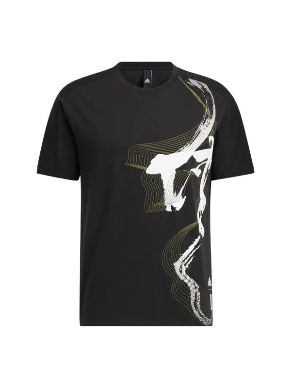 Футболка adidas Wj Gfx Story Casual Breathable Round Neck Sports Short Sleeve Black — изображение 1 из 4, мульти