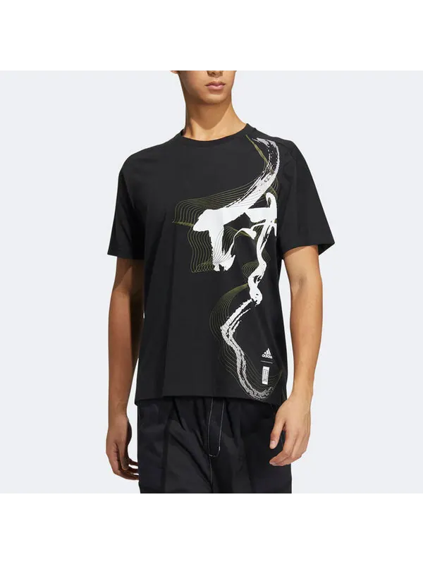 Футболка adidas Wj Gfx Story Casual Breathable Round Neck Sports Short Sleeve Black — изображение 2 из 4, мульти