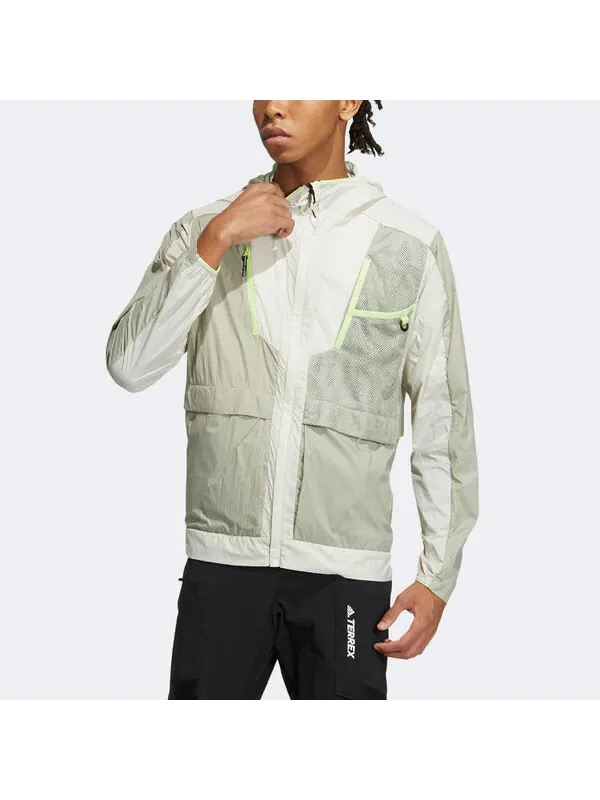 Куртка adidas TERREX U VOYG LIGHT WB Outdoor Sports Hooded Jacket Couple Style light grey — изображение 4 из 4, мульти