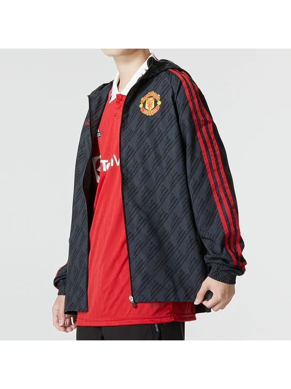 Куртка manchester united 3 stripe dna ветровка Куртка Adidas — изображение 4 из 4, черный