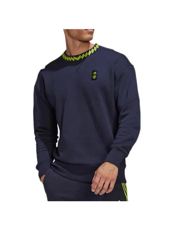 Толстовка Men's adidas Solid Color Logo Athleisure Casual Sports Pullover Round Neck Blue — изображение 2 из 4, мульти