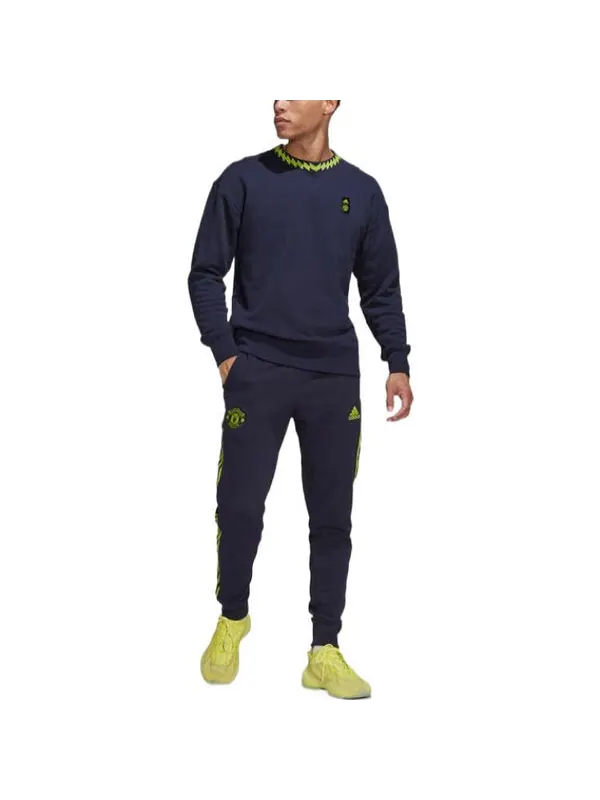 Толстовка Men's adidas Solid Color Logo Athleisure Casual Sports Pullover Round Neck Blue — изображение 4 из 4, мульти