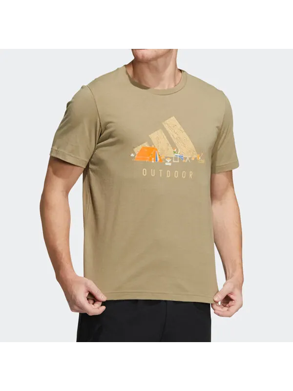 Футболка Men's adidas Solid Color Round Neck Short Sleeve Green T-Shirt — изображение 2 из 4, мульти