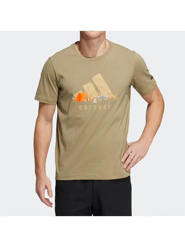 Футболка Men's adidas Solid Color Round Neck Short Sleeve Green T-Shirt — изображение 4 из 4, мульти