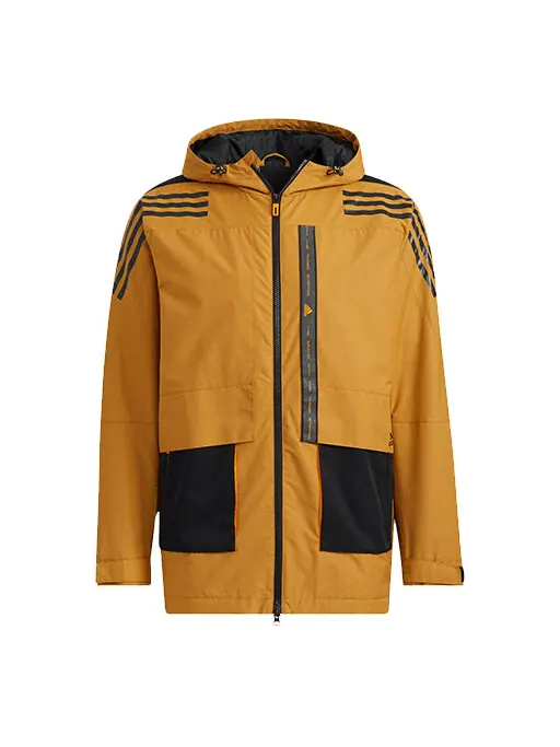 Куртка Men's adidas Contrasting Colors Sports Training Casual Hooded Jacket Wheat Brown — изображение 1 из 4, коричневый