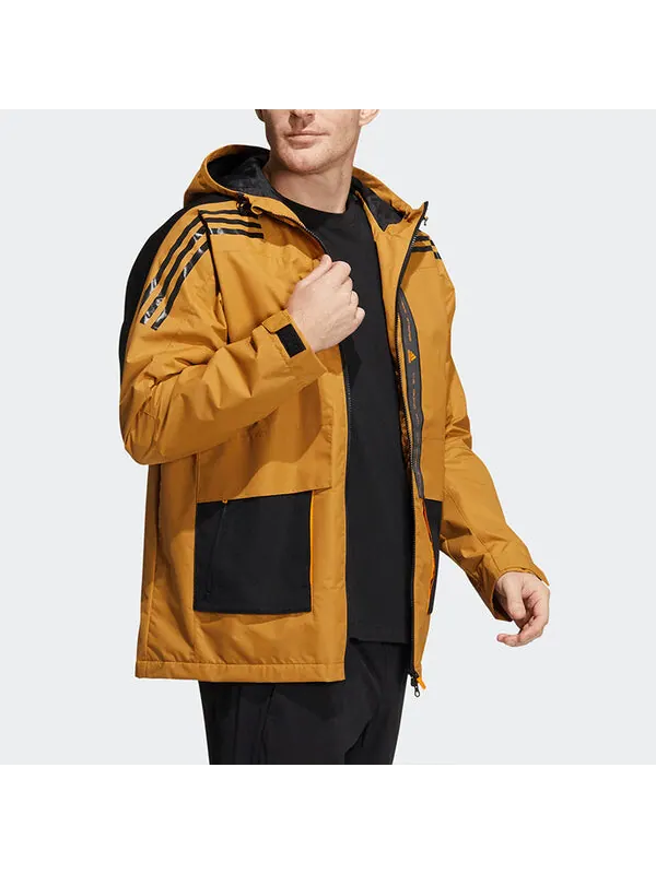 Куртка Men's adidas Contrasting Colors Sports Training Casual Hooded Jacket Wheat Brown — изображение 2 из 4, коричневый