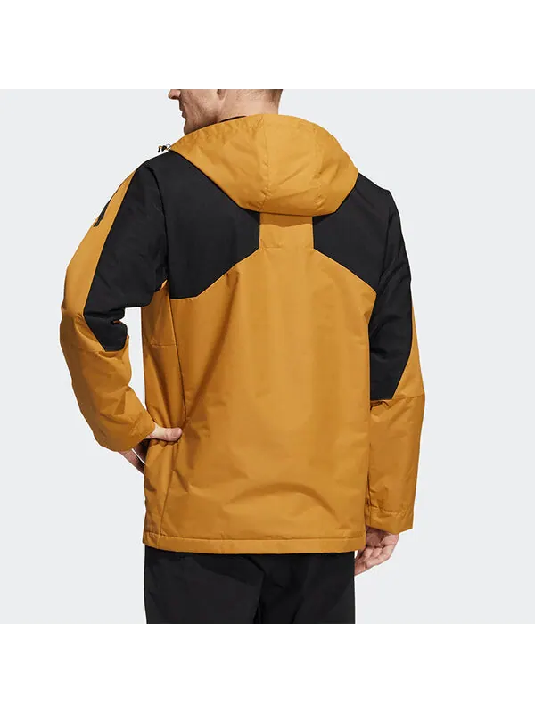 Куртка Men's adidas Contrasting Colors Sports Training Casual Hooded Jacket Wheat Brown — изображение 3 из 4, коричневый