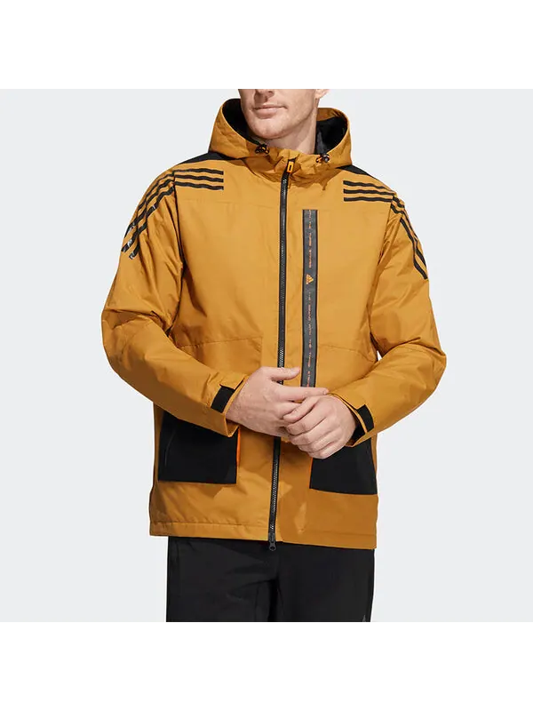 Куртка Men's adidas Contrasting Colors Sports Training Casual Hooded Jacket Wheat Brown — изображение 4 из 4, коричневый
