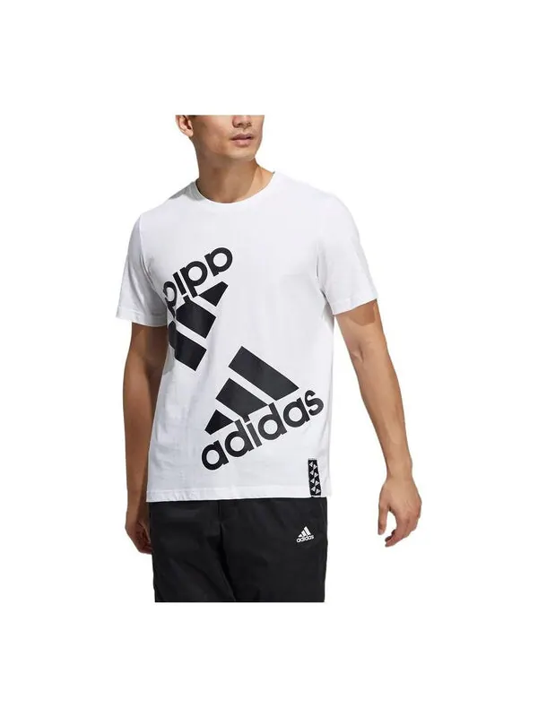 Футболка adidas Contrasting Colors Large Logo Printing Sports Gym Round Neck Short Sleeve White — изображение 1 из 1, мульти